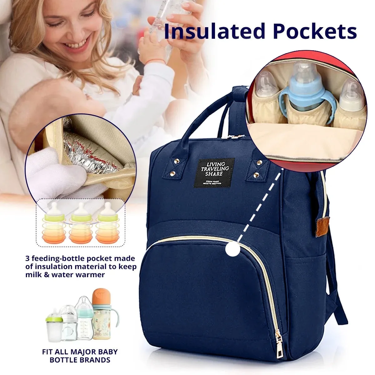 Caveen Multifunctional Mommy Nappy Bags, Blue