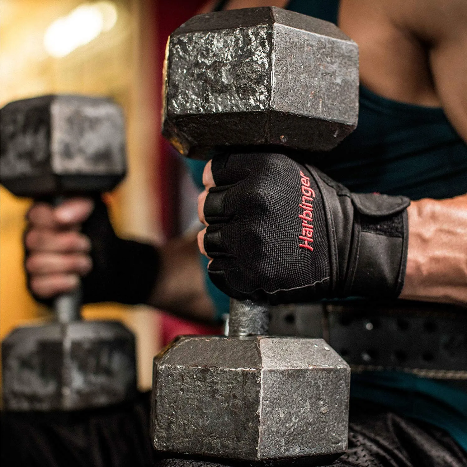 Harbinger Pro Wristwrap Weightlifting Gloves with Vented Cushioned Leather Palm | Pair