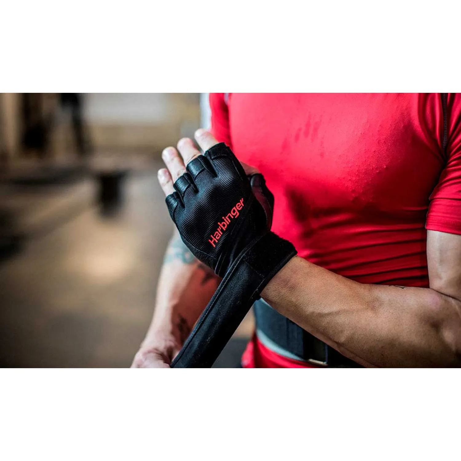 Harbinger Pro Wristwrap Weightlifting Gloves with Vented Cushioned Leather Palm | Pair