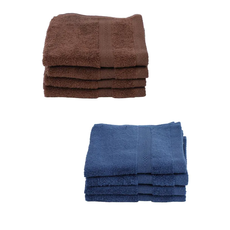 Miorah Face Towel (Brown & Blue) - Set Of Eight