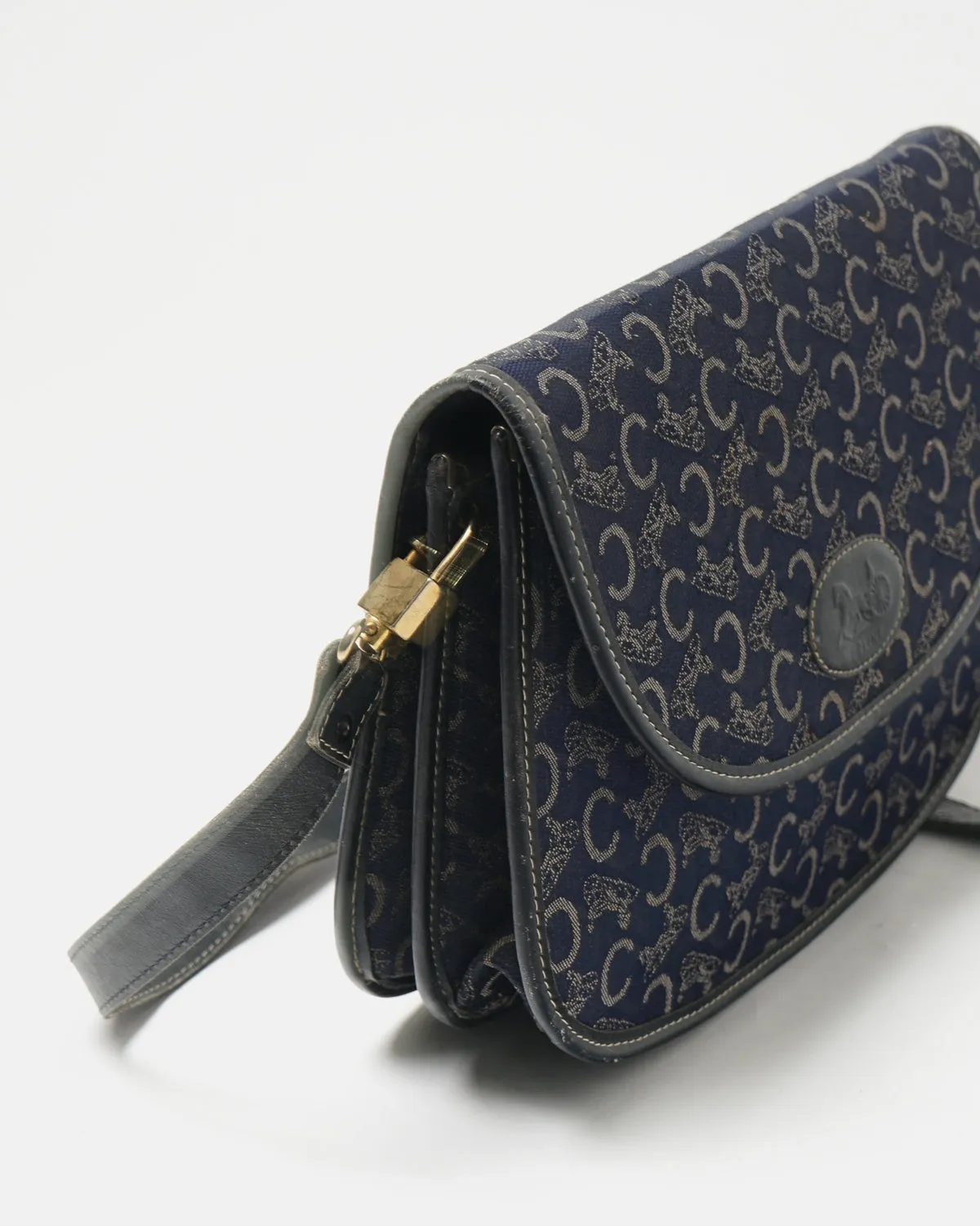 Navy Monogram Shoulder Bag