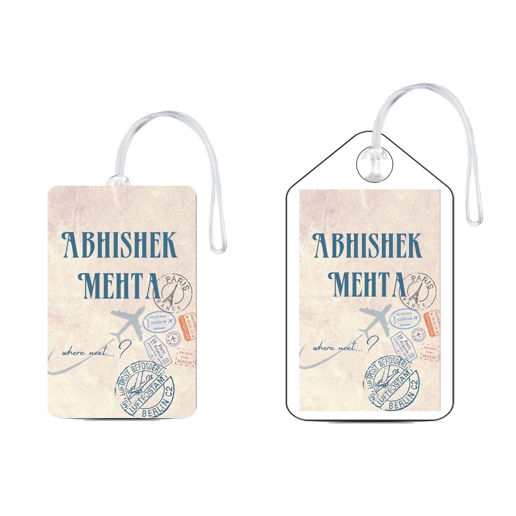 Personalized Luggage Tags Where Next Design - Set of 5