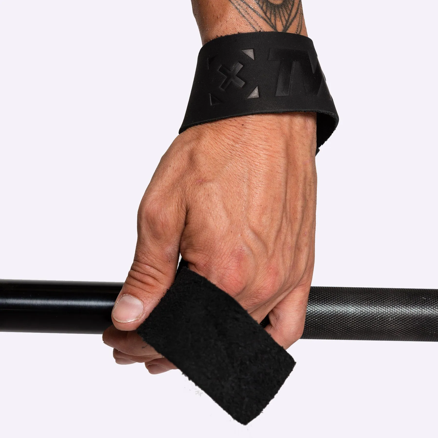 TWL - LEATHER LIFTING STRAPS - PAIR - BLACK