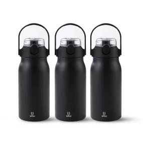 UMAI Insulated Stainless Steel Bottle 1 Litre with Sipper Lid-Double Wall Vacuum Thermos |Leak Proof|Rust Proof|Keeps Drinks Hot/Cold for 6-12 Hours|Flip Up Handle|Easy to Carry (Black) (Pack of 3)