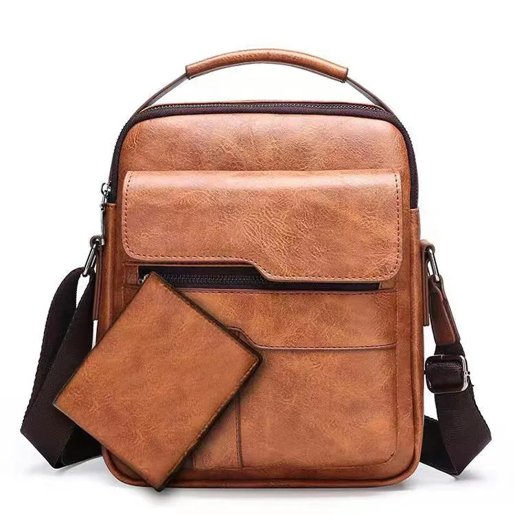 XIANGTUIBAO New Men's Shoulder Bag Business Casual Vertical Messenger Bag Pu Soft Leather Handbag Business Briefcase